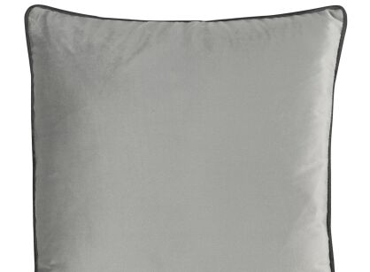Poszewka welwetowa 45x45 MELIA jednokolorowa srebrna obszyta kontrastową lamówką