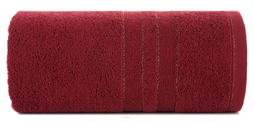 Ręcznik bawełniany 50x90 GALA bordowy zdobiony bordiurą z błyszczącą nicią