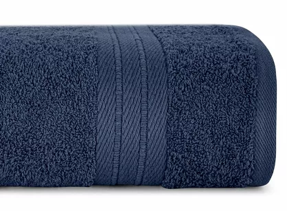 Ręcznik bawełniany 50x90 KAYA granatowy zdobiony bordiurą w pasy