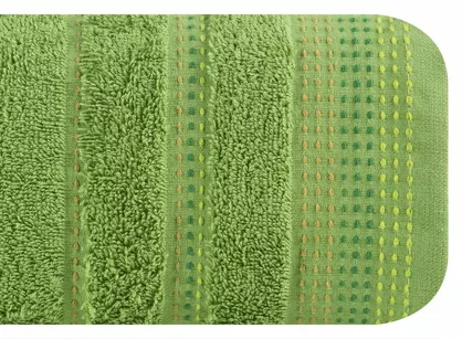Ręcznik bawełniany 30x50 POLA zielony z kolorową bordiurą zakończoną stebnowaniem