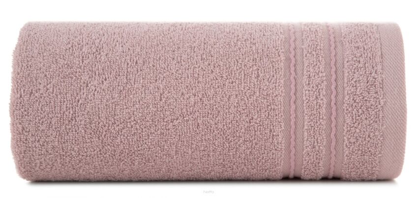 Ręcznik bawełniany 30x50 EMINA pudrowy ze stebnowaną bordiurą