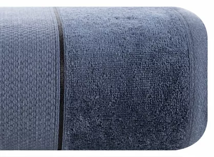 Ręcznik bawełniany 70x140 JESSI granatowy z fakturą krateczki i gładką welurową bordiurą