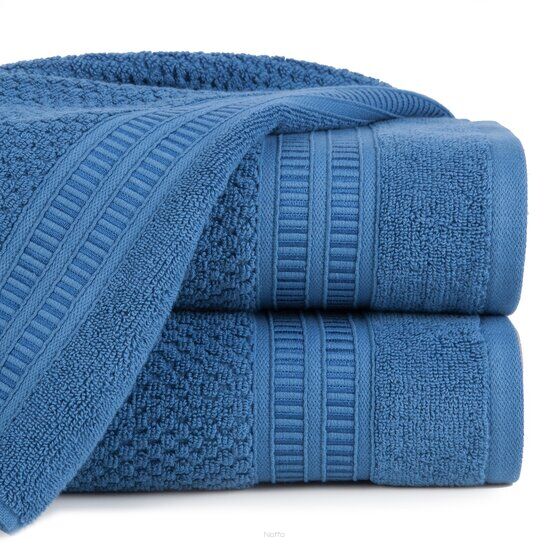 Ręcznik bawełniany 30x50 ROSITA niebieski z subtelną bordiurą w delikatne poziome paski