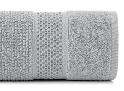 Ręcznik bawełniany 30x50 DANNY srebrny z wytłaczaną bordiurą i błyszczącą nicią