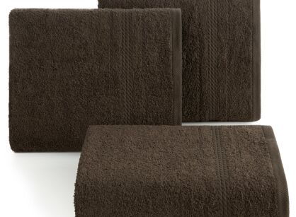 Ręcznik 30x50 ELMA brązowy z delikatną żakardową bordiurą w tonacji ręcznika