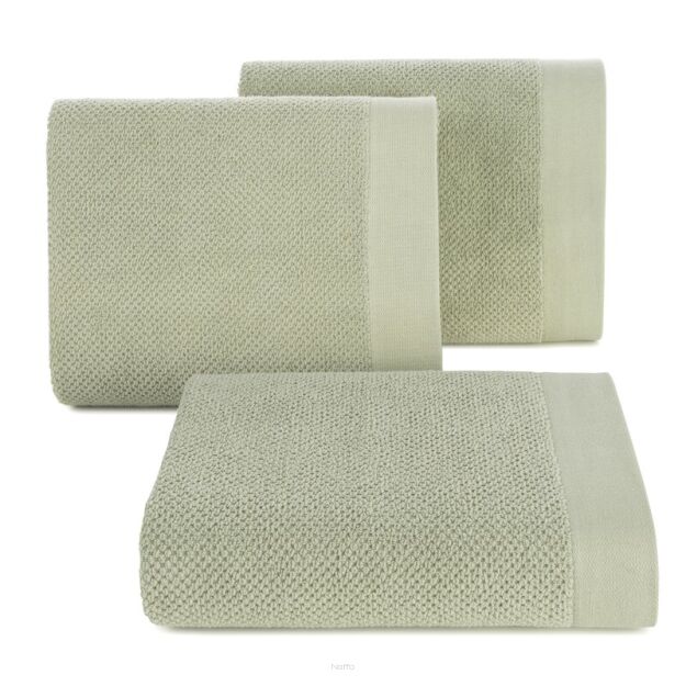 Ręcznik bawełniany 70x140 RISO jasna zieleń o ryżowej strukturze z gładką bordiurą