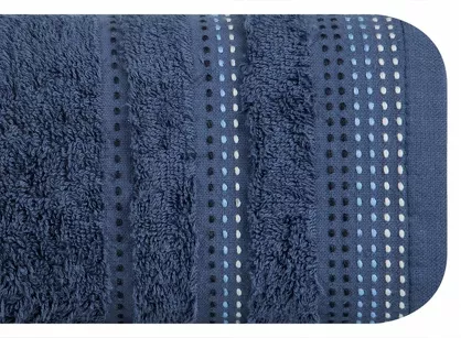 Ręcznik bawełniany 70x140 POLA chabrowy z kolorową bordiurą zakończoną stebnowaniem