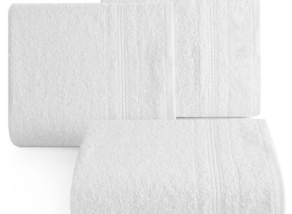Ręcznik 70x140 ELMA biały z delikatną żakardową bordiurą w tonacji ręcznika
