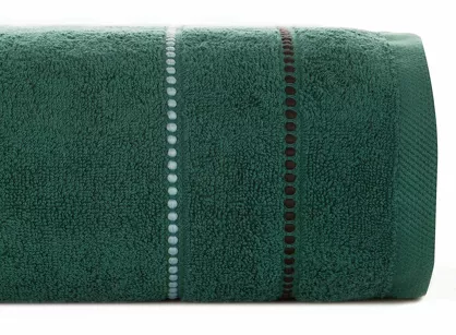 Ręcznik bawełniany 50x90 SUZI ciemna zieleń z kontrastującą stebnowaną bordiurą w delikatne paseczki