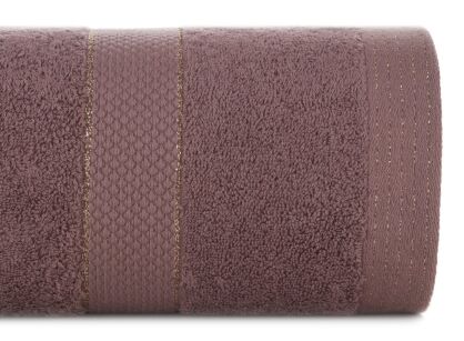 Ręcznik bawełniany 70x140 BARI jasny brąz z bordiurą z metaliczną nicią