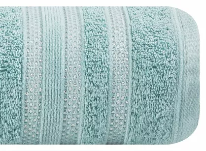 Ręcznik bawełniany 50x90 JUDY miętowy z delikatną bordiurą z błyszczącą srebrną nicią