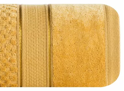 Ręcznik bawełniany 30x50 JESSI musztardowy z fakturą krateczki i gładką welurową bordiurą