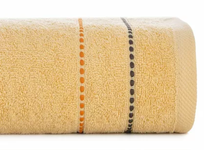 Ręcznik bawełniany 50x90 SUZI jasny pomarańcz z kontrastującą stebnowaną bordiurą w delikatne paseczki