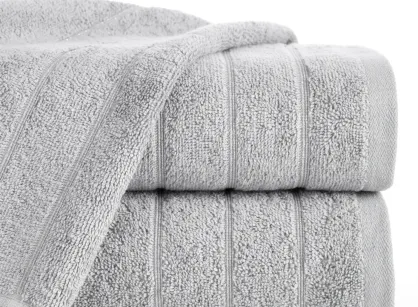 Ręcznik bawełniany 50x90 DALI srebrny gładki z subtelną bordiurą z błyszczącą nicią