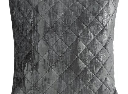 Poszewka welwetowa 45x45 BLINK 43 stalowa pikowana ze srebrnym przecieranym wzorem