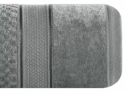 Ręcznik bawełniany 50x90 JESSI stalowy z fakturą krateczki i gładką welurową bordiurą