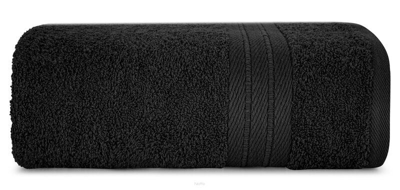 Ręcznik bawełniany 30x50 KAYA czarny zdobiony bordiurą w pasy