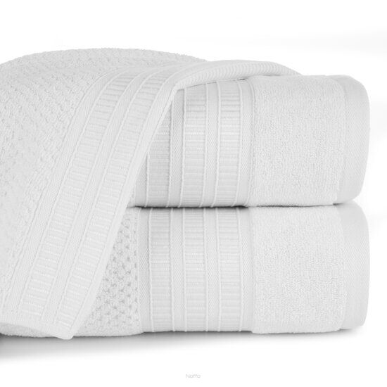 Ręcznik bawełniany 30x50 ROSITA biały z subtelną bordiurą w delikatne poziome paski