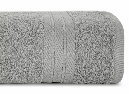 Ręcznik bawełniany 30x50 KAYA srebrny zdobiony bordiurą w pasy