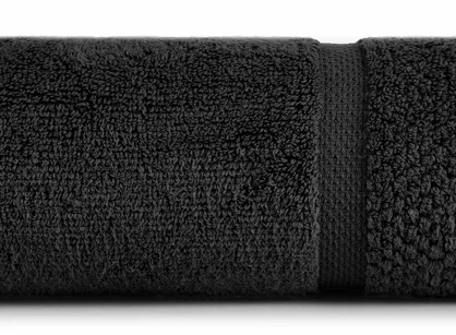 Ręcznik bawełniany 50x90 VILIA ciemny grafit puszysty z ryżową bordiurą