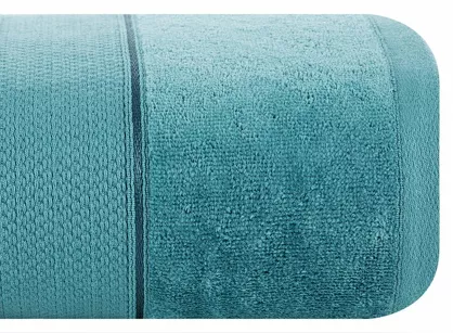 Ręcznik bawełniany 50x90 JESSI turkusowy z fakturą krateczki i gładką welurową bordiurą