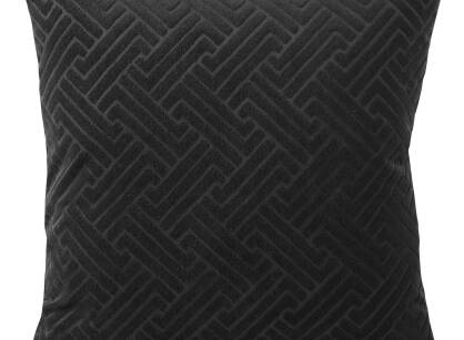 Poszewka welwetowa 40x40 ISLA czarna z żakardowym geometrycznym wzorem