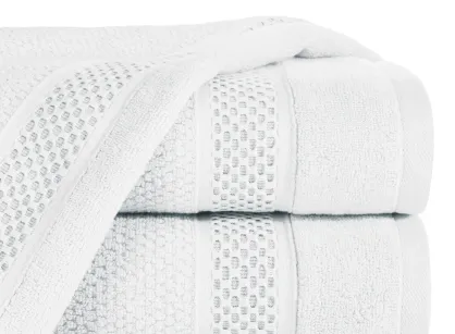 Ręcznik bawełniany 50x90 DANNY biały z wytłaczaną bordiurą i błyszczącą nicią