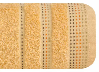 Ręcznik bawełniany 50x90 POLA morelowy z kolorową bordiurą zakończoną stebnowaniem