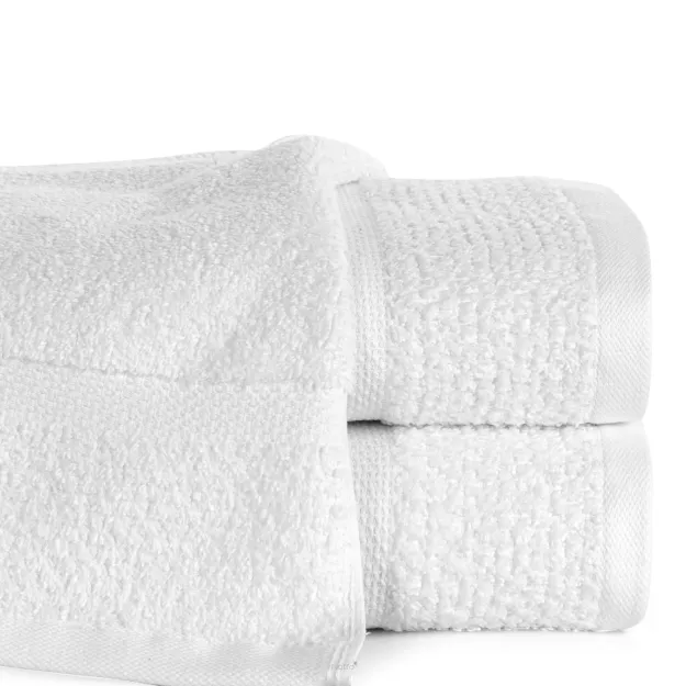 Ręcznik bawełniany 50x90 VILIA biały puszysty z ryżową bordiurą