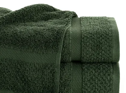 Ręcznik bawełniany 70x140 VILIA ciemna zieleń mięsisty z ryżową bordiurą