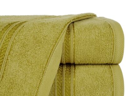 Ręcznik bawełniany 30x50 LORI oliwkowy z delikatną bordiurą z błyszczącą nicią