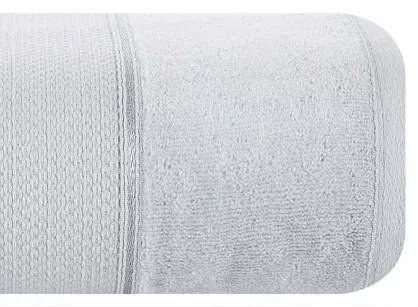 Ręcznik bawełniany 70x140 JESSI srebrny z fakturą krateczki i gładką welurową bordiurą