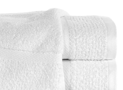 Ręcznik bawełniany 70x140 VILIA biały puszysty z ryżową bordiurą