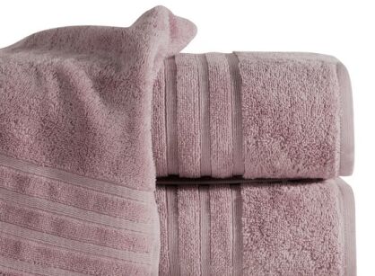 Ręcznik z bawełny egipskiej 50x90 LAVIN różowy z delikatną bordiurą w paski z kolekcji Premium