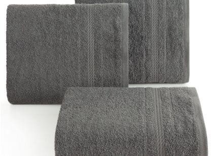 Ręcznik 70x140 ELMA stalowy z delikatną żakardową bordiurą w tonacji ręcznika