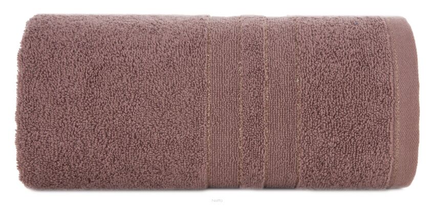 Ręcznik bawełniany 50x90 GALA jasny brąz zdobiony bordiurą z błyszczącą nicią