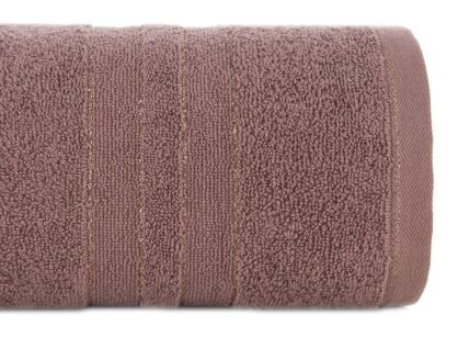 Ręcznik bawełniany 50x90 GALA jasny brąz zdobiony bordiurą z błyszczącą nicią