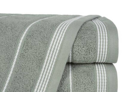 Ręcznik bawełniany MIRA popielaty zdobiony bordiurą w pasy 30x50