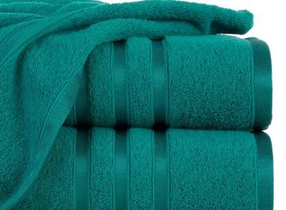Ręcznik bawełniany 30x50 MADI turkusowy z błyszczącą bordiurą w pasy