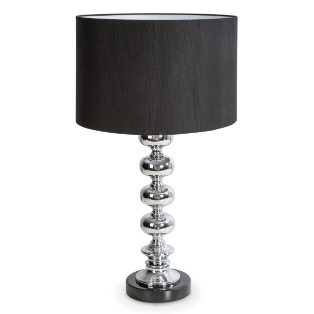 Lampa stołowa 36x23x61 NIKI srebrna z czarnym abażurem z matowej tkaniny