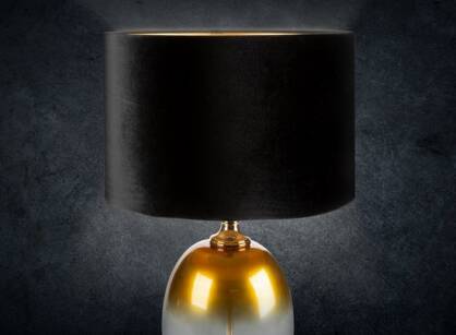 Lampa stołowa 40x70 KAJA 1 złota z błyszczącym czarnym welwetowym abażurem