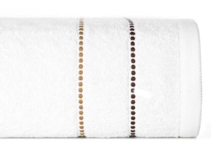 Ręcznik bawełniany 50x90 SUZI biały z kontrastującą stebnowaną bordiurą w delikatne paseczki