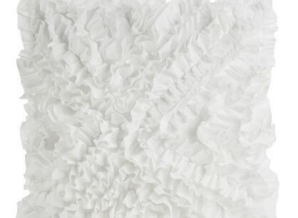 Poszewka jednokolorowa 45x45 MIRENA biała zdobiona falbanami