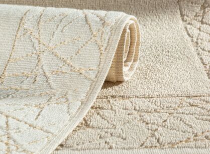 Dywanik bawełniany 50x70 NIKA kremowy z geometrycznym wzorem z błyszczącą nicią