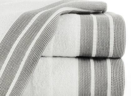 Ręcznik bawełniany 30x50 PATI biały w pasy z szeroką żakardową bordiurą