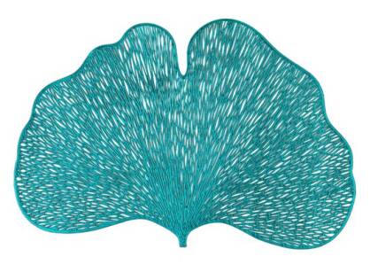 Podkładka dekoracyjna 30x45 GINKO turkusowa w kształcie liścia miłorzębu