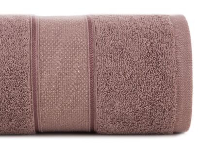 Ręcznik bawełniany 30x50 LIANA jasny brąz zdobiony bordiurą z błyszczącą nicią