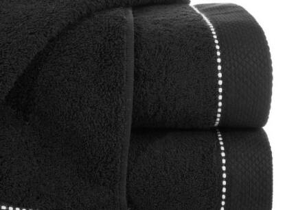 Ręcznik bawełniany 70x140 DAISY czarny z bordiurą z kontrastowym przeszyciem