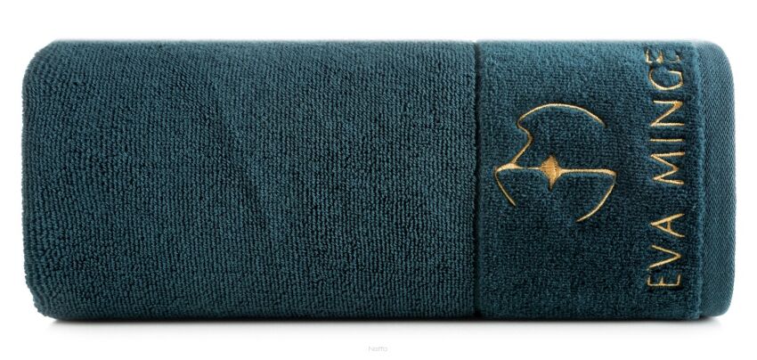 Ręcznik bawełniany 70x140 GAJA Eva Minge ciemna zieleń z welwetową bordiurą sygnowaną logo projektantki