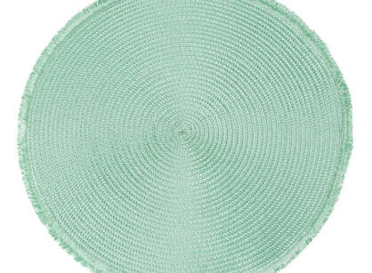 Podkładka dekoracyjna fi 38 NIKI zielona okrągła pleciona z frędzlami